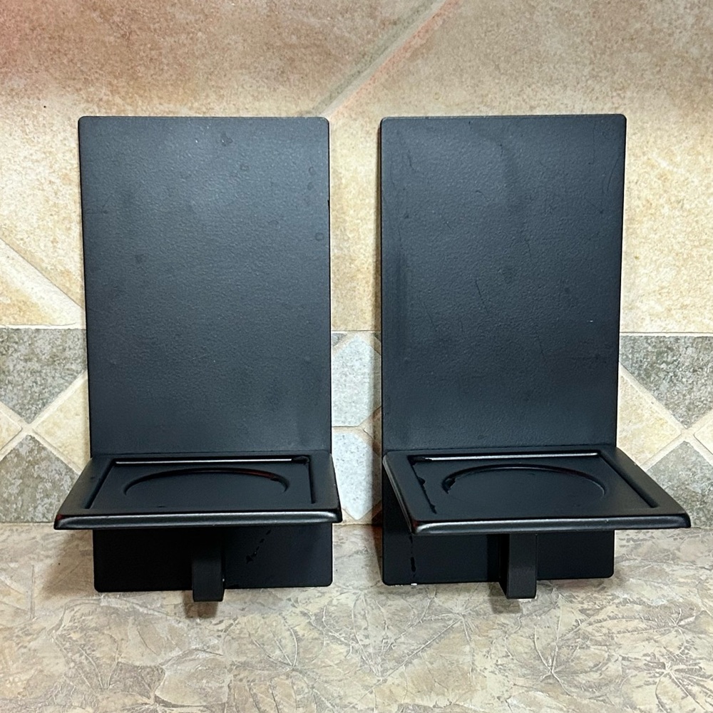 Black Modern Wall Mounted Candle Sconces - Set of 2